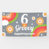Retro Groovy 6e Verjaardag Banner (Horizontaal)