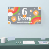 Retro Groovy 6e Verjaardag Banner (Beurs)