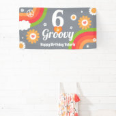 Retro Groovy 6e Verjaardag Banner (Insitu)