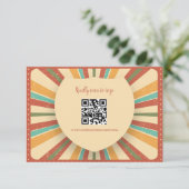 Retro Groovy 70-er jaren thema gedempte kleuren tr RSVP Kaartje (Staand voorkant)