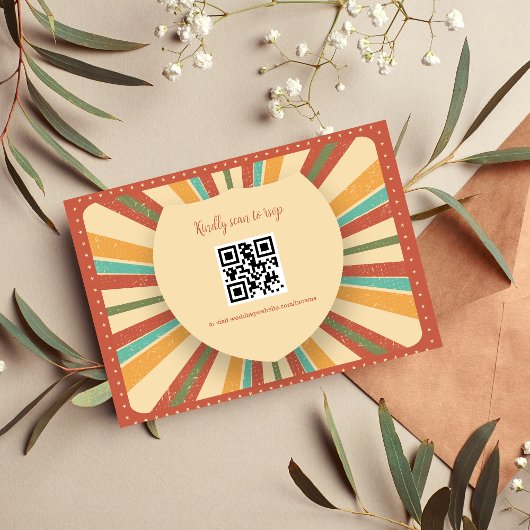 Retro Groovy 70-er jaren thema gedempte kleuren tr RSVP Kaartje