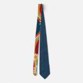 Retro Groovy 70'er Regenboog Madeliefje Stropdas (Achterkant)
