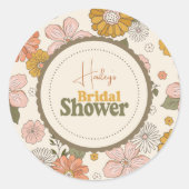 Retro Groovy 70'er Themas Bruiloft Ronde Sticker (Voorkant)