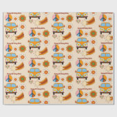 Retro groovy 70ies boho verjaardag gepersonaliseer cadeaupapier (Vlak)