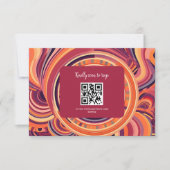 Retro groovy 70s abstract patroon trouwjurk RSVP kaartje (Voorkant)