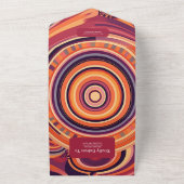 Retro Groovy 70s abstracte patroonbruiloft All In One Uitnodiging (Buitenkant)