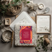 Retro Groovy 70s abstracte patroonbruiloft