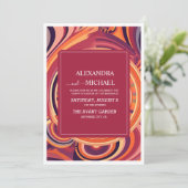 Retro Groovy 70s abstracte patroonbruiloft Kaart (Staand voorkant)