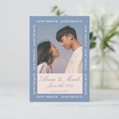 RETRO GROOVY 70S BLAUW GEDEMPTE TONEN KAART (Staand voorkant)