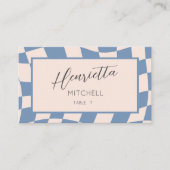 RETRO GROOVY 70S BLAUW GEDEMPTE TONEN PLAATSKAARTJE (Voorkant)