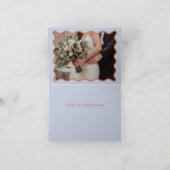 Retro Groovy 70s Blue Ivory Sinaasappel Disco Foto Bedankkaart (Binnen)