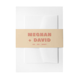 Retro Groovy 70s Boho Terracotta Bruiloft Uitnodigingen Wikkel