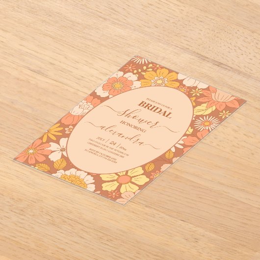 Retro Groovy 70's Bruids Thema Acryl Uitnodigingen (Laagn)