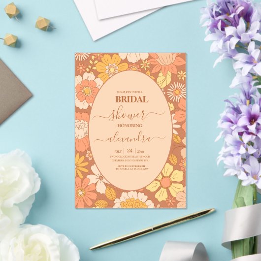 Retro Groovy 70's Bruids Thema Acryl Uitnodigingen (Insitu (Huwelijk))