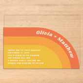 Retro Groovy 70s Bruiloft | Boho Zonsondergang Tra Acryl Uitnodigingen (Voorkant)