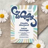 Retro Groovy 70s bruiloft uitnodiging