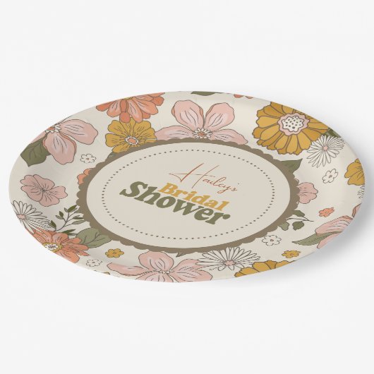 Retro Groovy 70's Bruiloftsthema Papieren Bordje (Gekanteld)