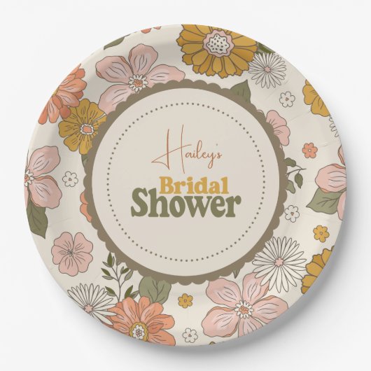 Retro Groovy 70's Bruiloftsthema Papieren Bordje (Voorkant)