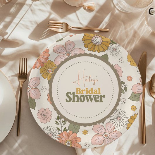 Retro Groovy 70's Bruiloftsthema Papieren Bordje