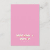 Retro Groovy 70s Cute Ivory Oranje Pink Wedding Informatiekaartje (Achterkant)