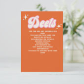 Retro Groovy 70s Cute Ivory Oranje Pink Wedding Informatiekaartje (Staand voorkant)