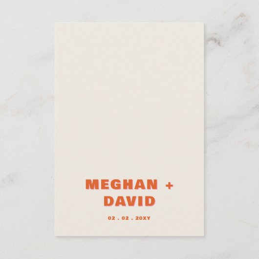 Retro Groovy 70s Cute Ivory Oranje Pink Wedding Informatiekaartje (Achterkant)