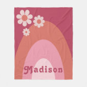 Retro Groovy 70s Daisy Arch Voeg Naam toe Fleece Deken (Voorkant)