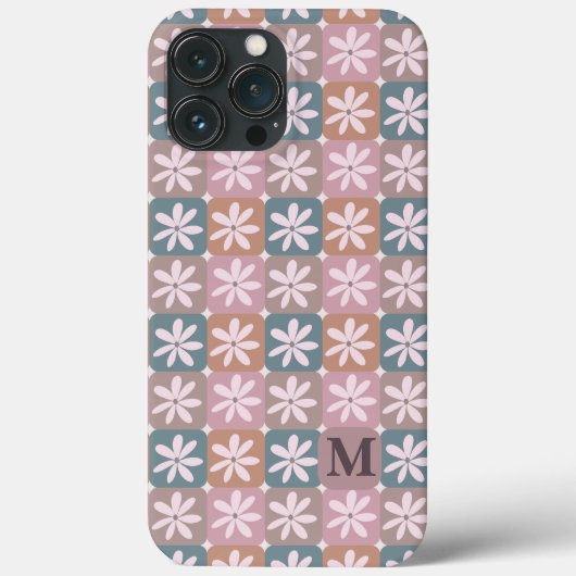 Retro Groovy 70s Daisy Monogram Case-Mate iPhone Case (Achterkant)