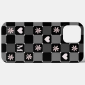 Retro Groovy 70s Daisy Monogram zwart-wit Case-Mate iPhone Case (Achterkant (horizontaal))
