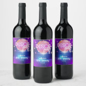 Retro Groovy 70s Disco Bal Verjaardagsfeestje Wijn Etiket (Flessen)