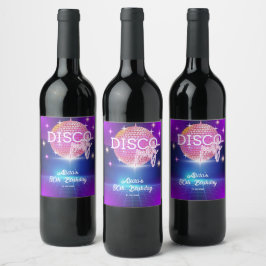 Retro Groovy 70s Disco Bal Verjaardagsfeestje Wijn Etiket