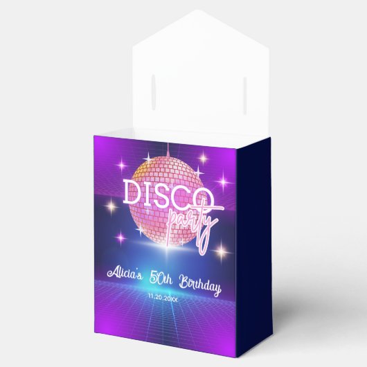 Retro Groovy 70s Disco Ball Verjaardagsfeest Bedankdoosjes (Geopend)