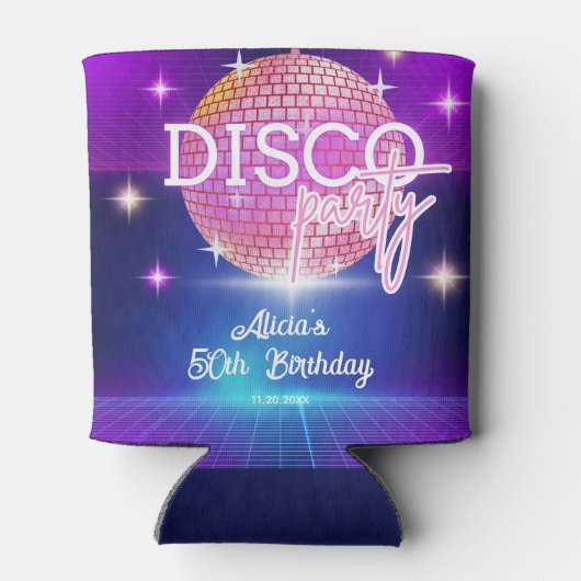 Retro Groovy 70s Disco Ball Verjaardagsfeest Blikjeskoeler (Achterkant)