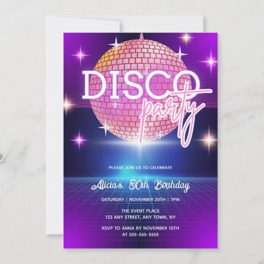 Retro Groovy 70s Disco Ball Verjaardagsfeest Kaart (Voorkant)