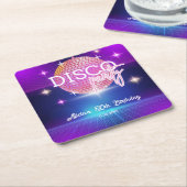 Retro Groovy 70s Disco Ball Verjaardagsfeest Kartonnen Onderzetters (Schuin)