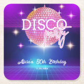 Retro Groovy 70s Disco Ball Verjaardagsfeest Kartonnen Onderzetters (Voorkant)