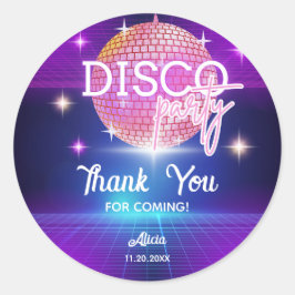 Retro Groovy 70s Disco Ball Verjaardagsfeest Ronde Sticker
