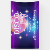 Retro Groovy 70s Disco Ball Verjaardagsfeest Spandoek (Verticaal)