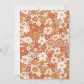Retro Groovy 70s Floral Orange Baby Shower Kaart (Achterkant)
