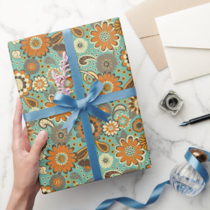 Retro Groovy 70s Flower Power Cadeaupapier