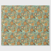 Retro Groovy 70s Flower Power Cadeaupapier (Vlak)