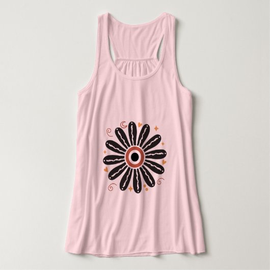 Retro Groovy 70s Flower Tanktop (Design voorkant)