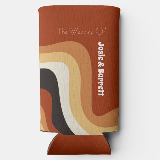 Retro Groovy 70s Funky Personalized Boho Wedding Seltzer Blikjeskoeler (Achterkant)