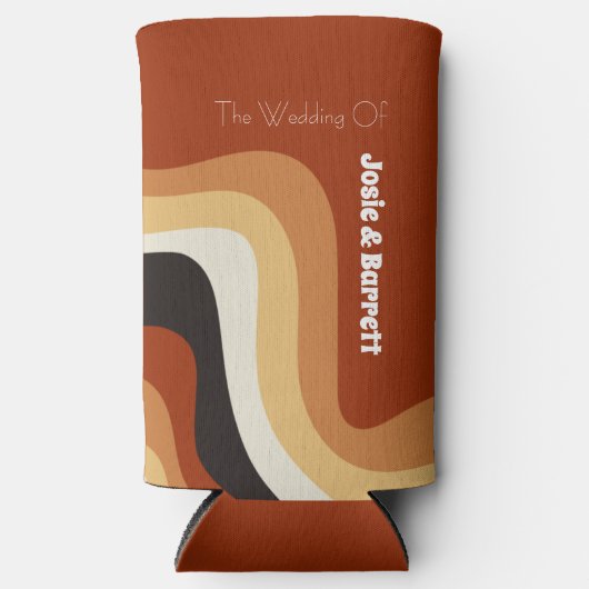 Retro Groovy 70s Funky Personalized Boho Wedding Seltzer Blikjeskoeler (Voorkant)