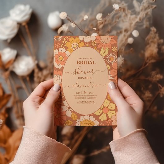 Retro Groovy 70's Geachte Bridal Kaart