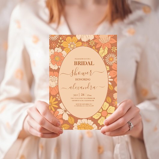 Retro Groovy 70's Geachte Bridal Kaart