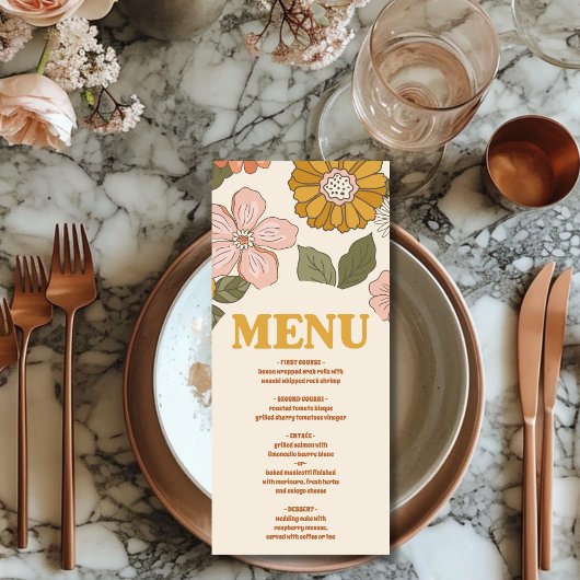 Retro Groovy 70's Geachte Bridal Menu
