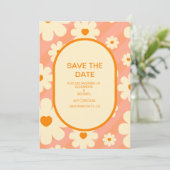 Retro Groovy 70's Gedekte gedempte Tonen Wedding S Save The Date (Staand voorkant)
