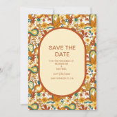 Retro Groovy 70's Gedekte gedempte Tonen Wedding S Save The Date (Voorkant)