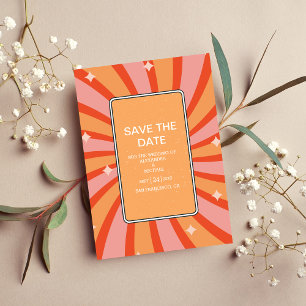 Retro Groovy 70's Gedekte gedempte Tonen Wedding S Save The Date